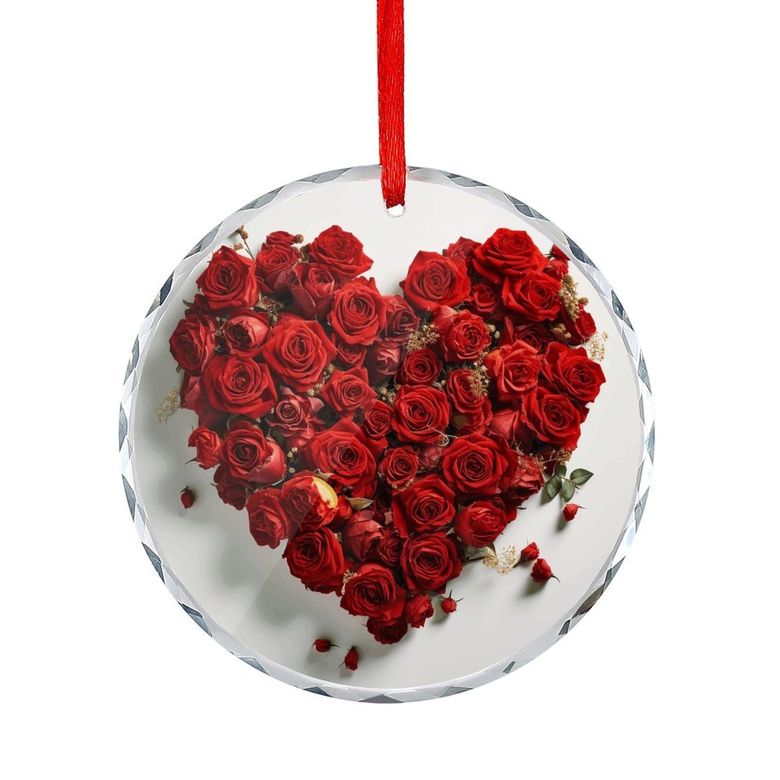 Btcowzrv Style Heart Shape Made Of Roses Round Ornament Hanging Pendant Decor