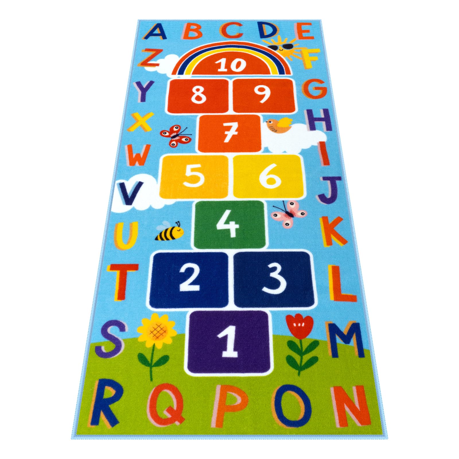 Photo 1 of STARUIA Washable Hopscotch Kids Rug 31.5''x72'', Blue
