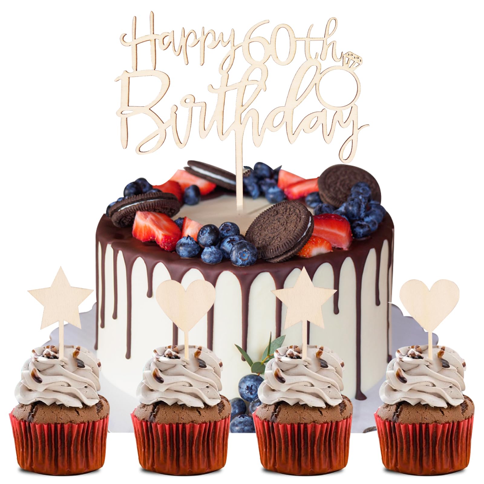 Mciskin Cupcake-Topper Zum 35. Geburtstag | 7-teiliges Set In Königsblau Mit Glitzer, Personalisierbar Für Kuchen & Deko