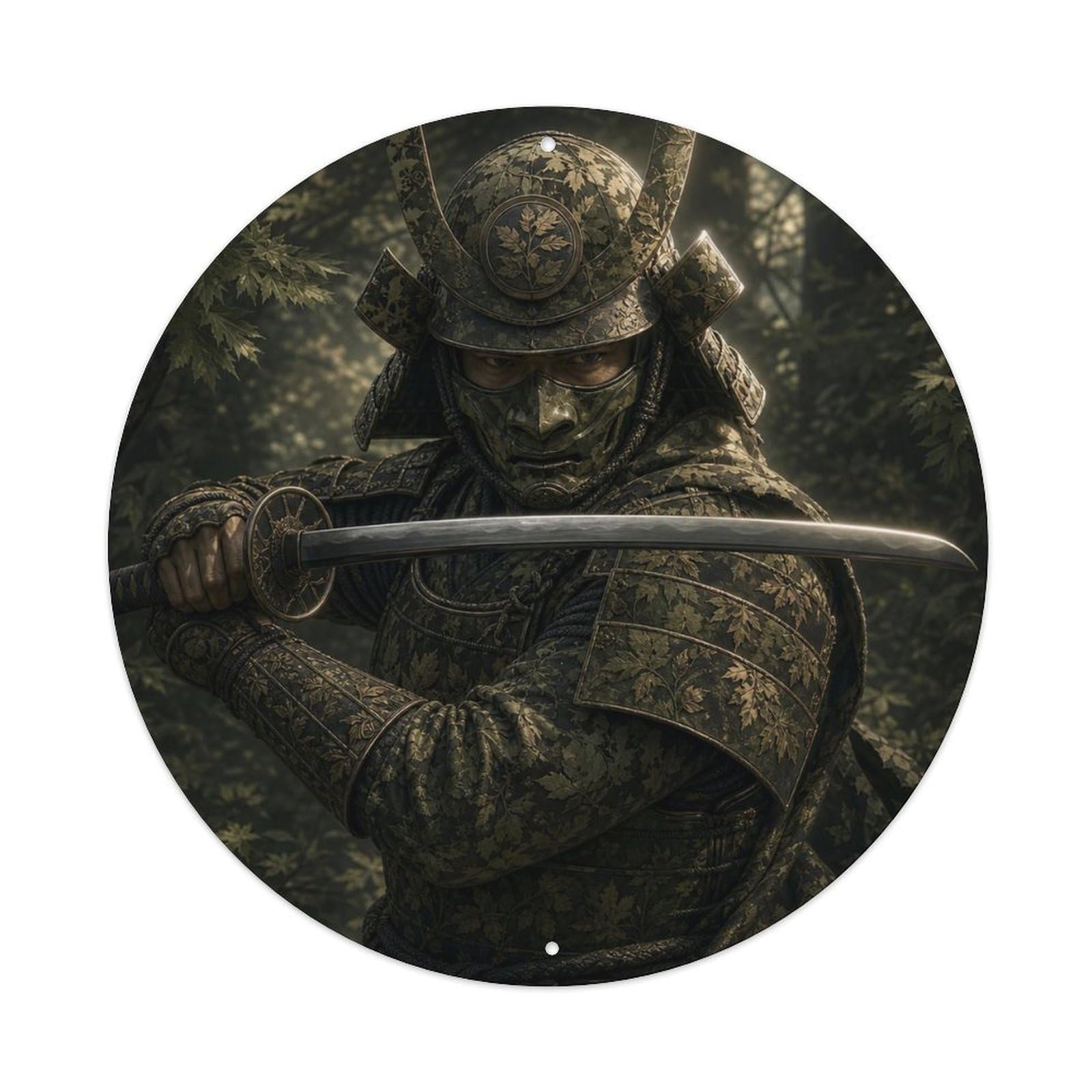 Okngb Style Night Olive Green Turning Parry Defense Warrior Seal Metal Tin Sign Plaque Wall Decor For Cafe, Man Cave, Club Bar, Office, Home Garden Round Metal Poster 8X8inch
