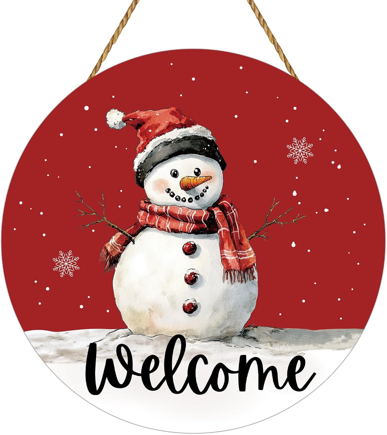Snowman Christmas Decorations Indoor Christmas Door Decorations Winter Decor Winter Wreath Snowman Wall Decor Wooden Front Door Hanger Welcome Sign for Front Door Porch Wall Indoor Home Decor