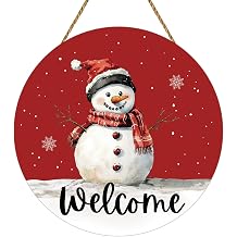 Snowman Christmas Decorations Indoor Christmas Door Decorations Winter Decor Winter Wreath Wooden Snowman Wall Decor Welcome Sign for Front Door Hanger for Porch Wall Indoor Home Decor