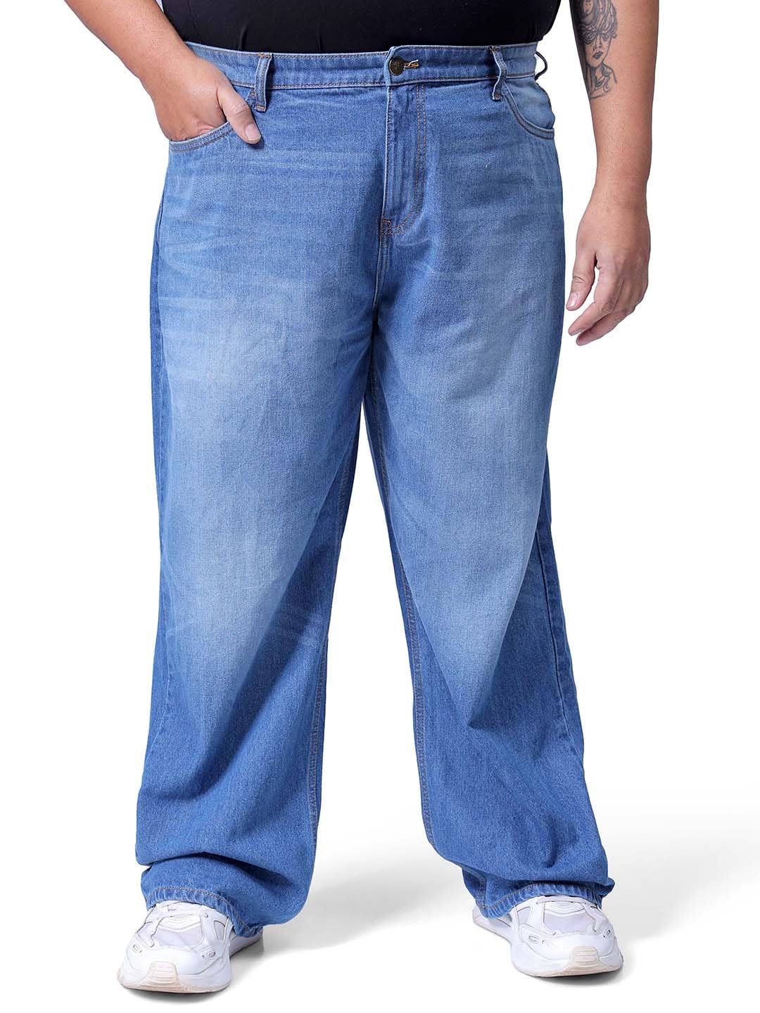 hardsoda by The Indian Garage Co Men Plus Size Baggy Fit Solid Mid-Rise Jeans-picture-11