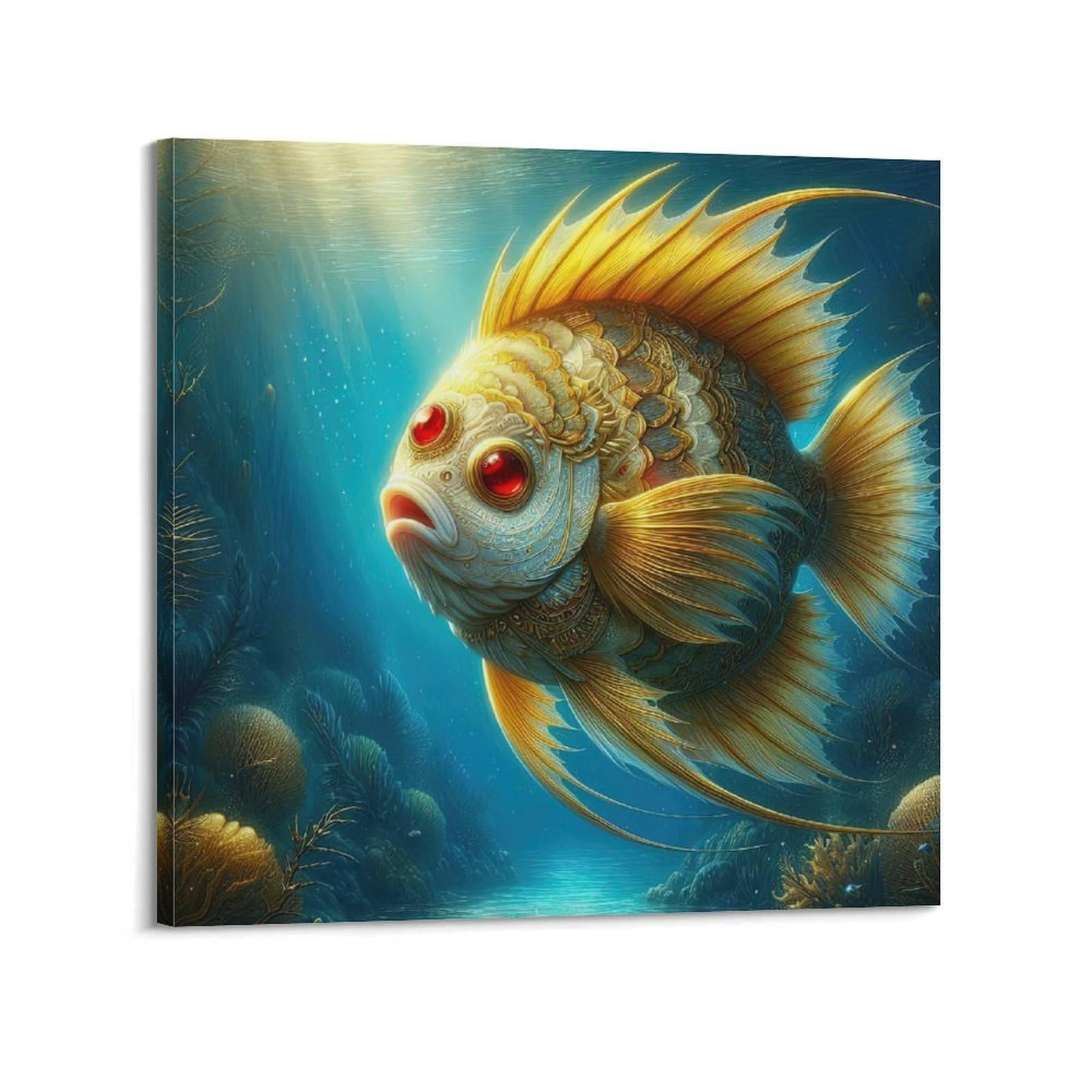 CPGLJD Marine Animal Poster Magnificent Goldfish Dreamscape Poster Decorative Painting Canvas Wall Posters And Art Picture Print Modern Family Bedroom Decor Posters 12x12inch(30x30cm)