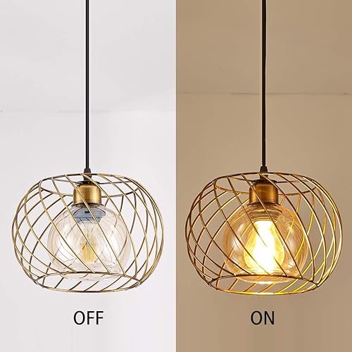 Miniatura 5 de YLONG-ZS Lámparas colgantes pequeñas de cristal doradas, iluminación colgante regulable para dormitorio, sala de estar, cable de 16 pies, ajustable