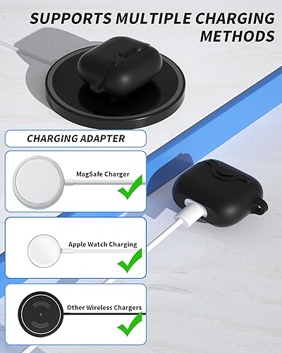 Miniatura 6 de Compatible con AirPods 3, funda protectora de silicona resistente a los golpes para AirPods 3 generación, LED frontal visible, con mosquetón, color