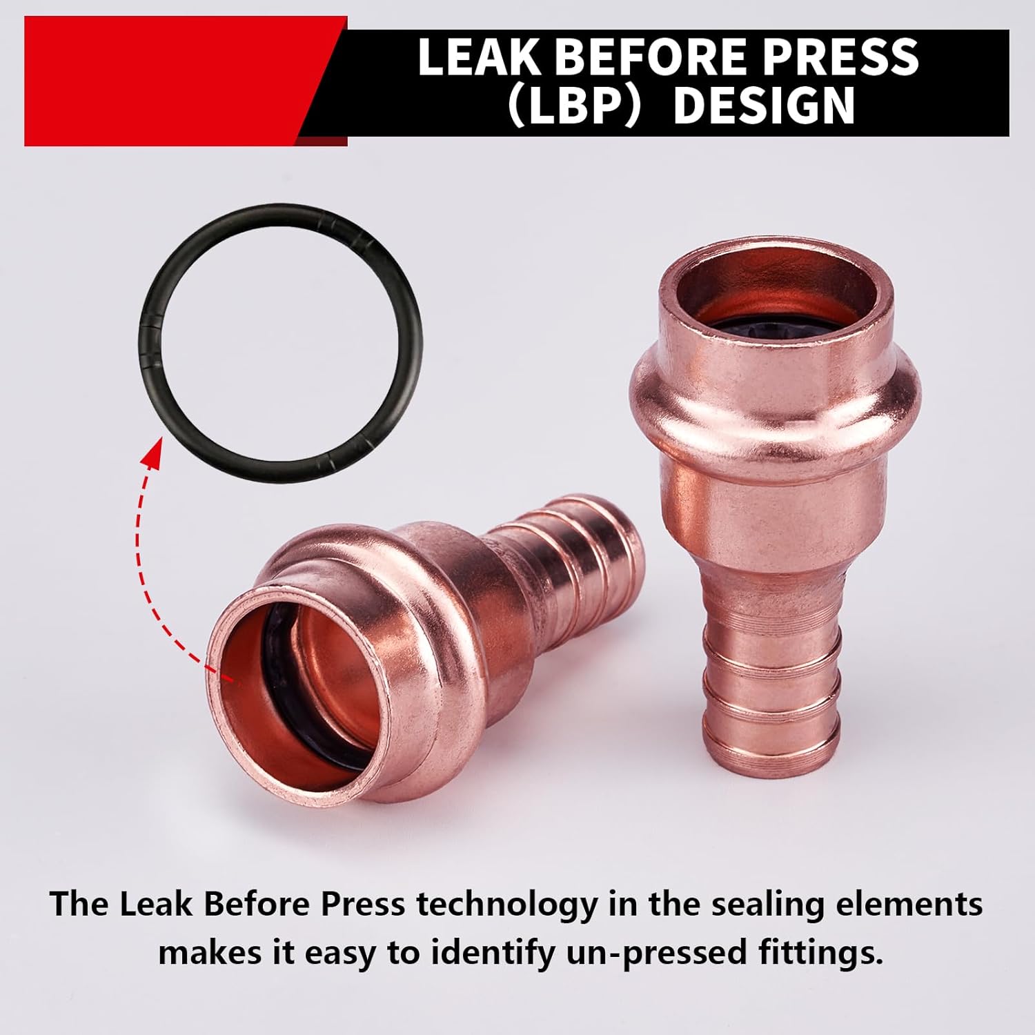 Copper Press Fittings Crimp Coupling Adapter, 10-Pcs 1/2 Press x 1/2 PEX inch Heavy Duty Pro Press Fittings for Copper and Pex Pipe Pex-B x Press Coupling, NSF 61 & 372, cUPC Certified
