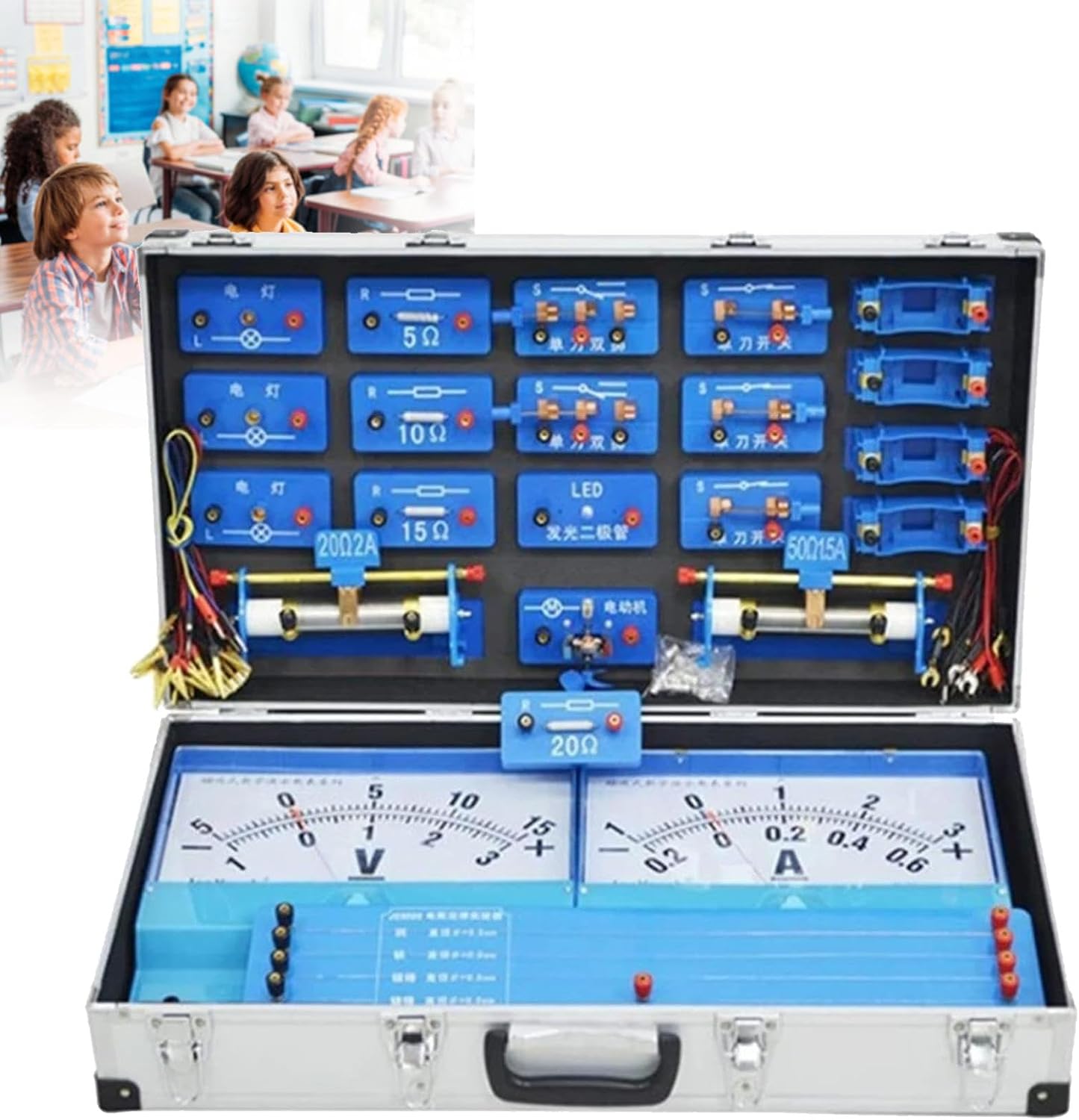 Electrical Demonstration Box with Magnetic Suction, Physics Teaching Equipment, Electromagnetic Circuit Adsorption Blackboard for School Classroom Teaching