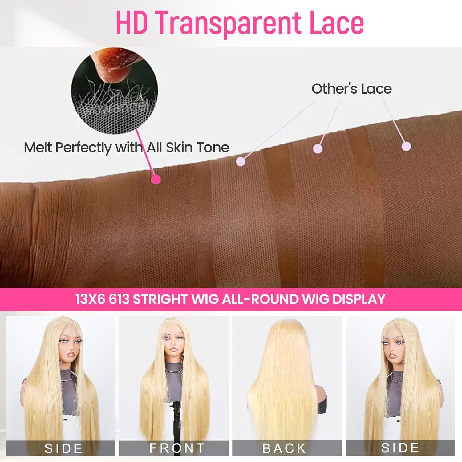 30 inch 613 Lace Front Wig Human Hair 200 Density 13x6 Blonde Wig Human Hair 613 Straight HD Lace Front Wigs Pre Plucked Blonde Human Hair Wig for Women
