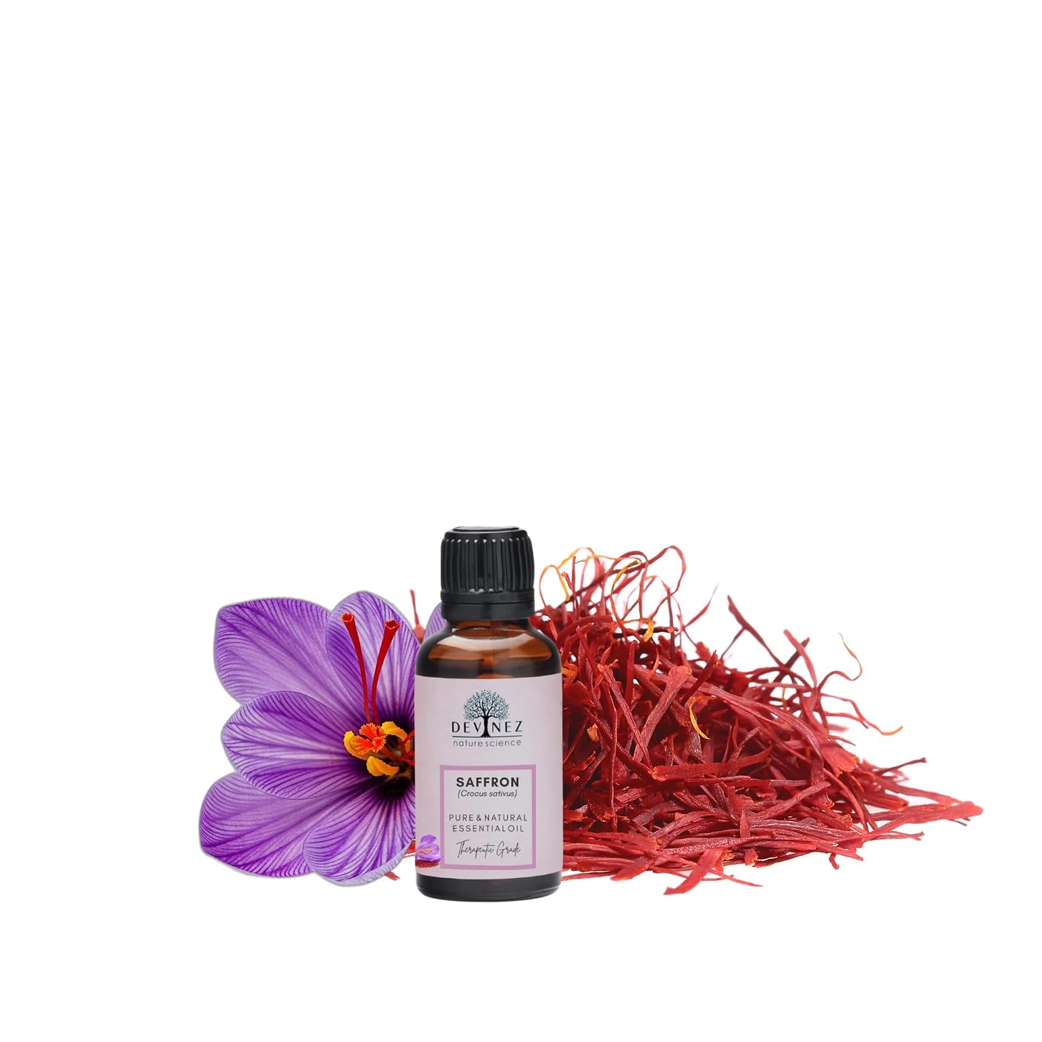 Devinez Kashmiri Saffron Essential Oil, Kesar Zafran, 10ml,Pure Natural Undiluted Therapeutic grade in Glass Bottle for sk...