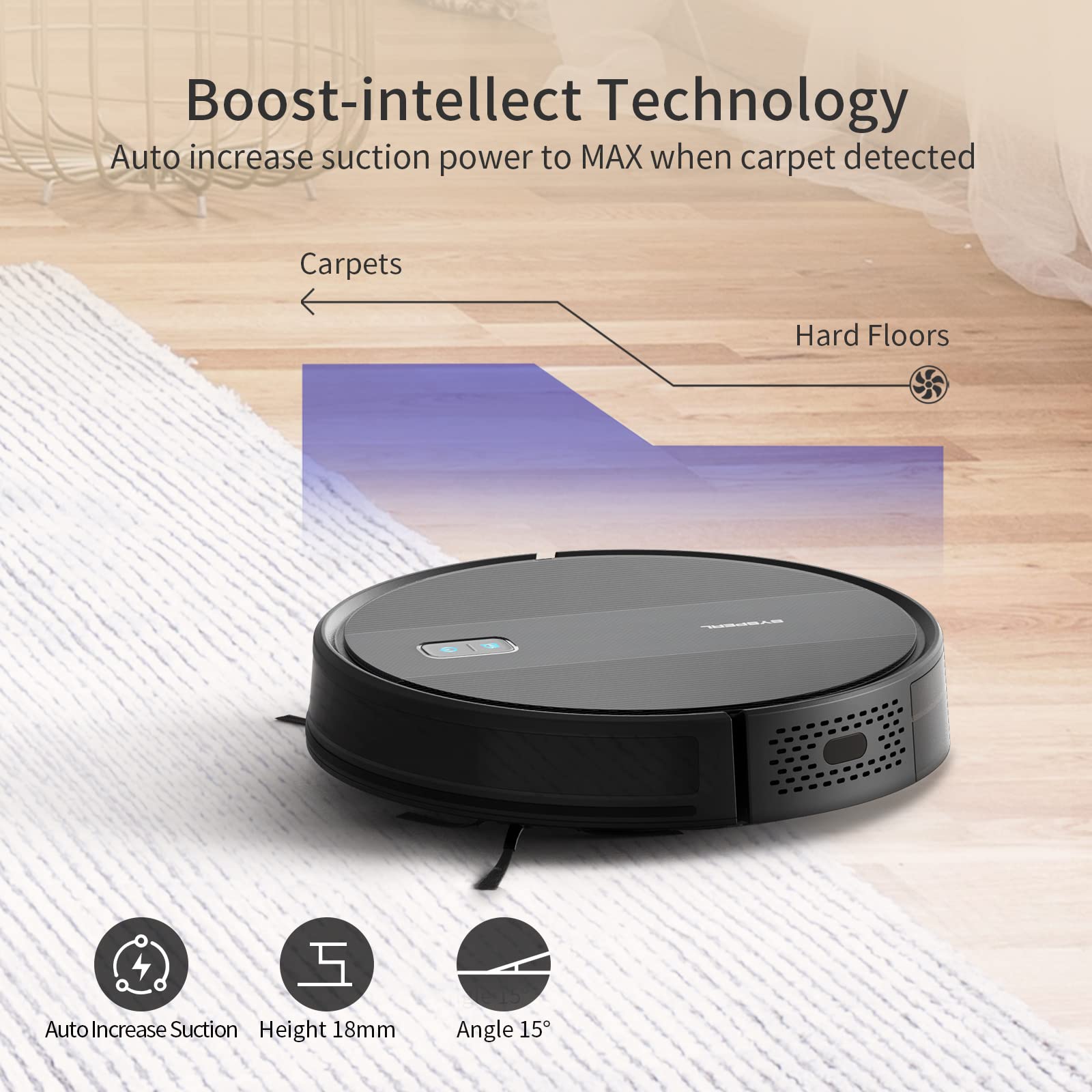 SYSPERL Robot Vacuum Cleaner 2600Pa, SelfCharging Robotic Vacuu Max 80