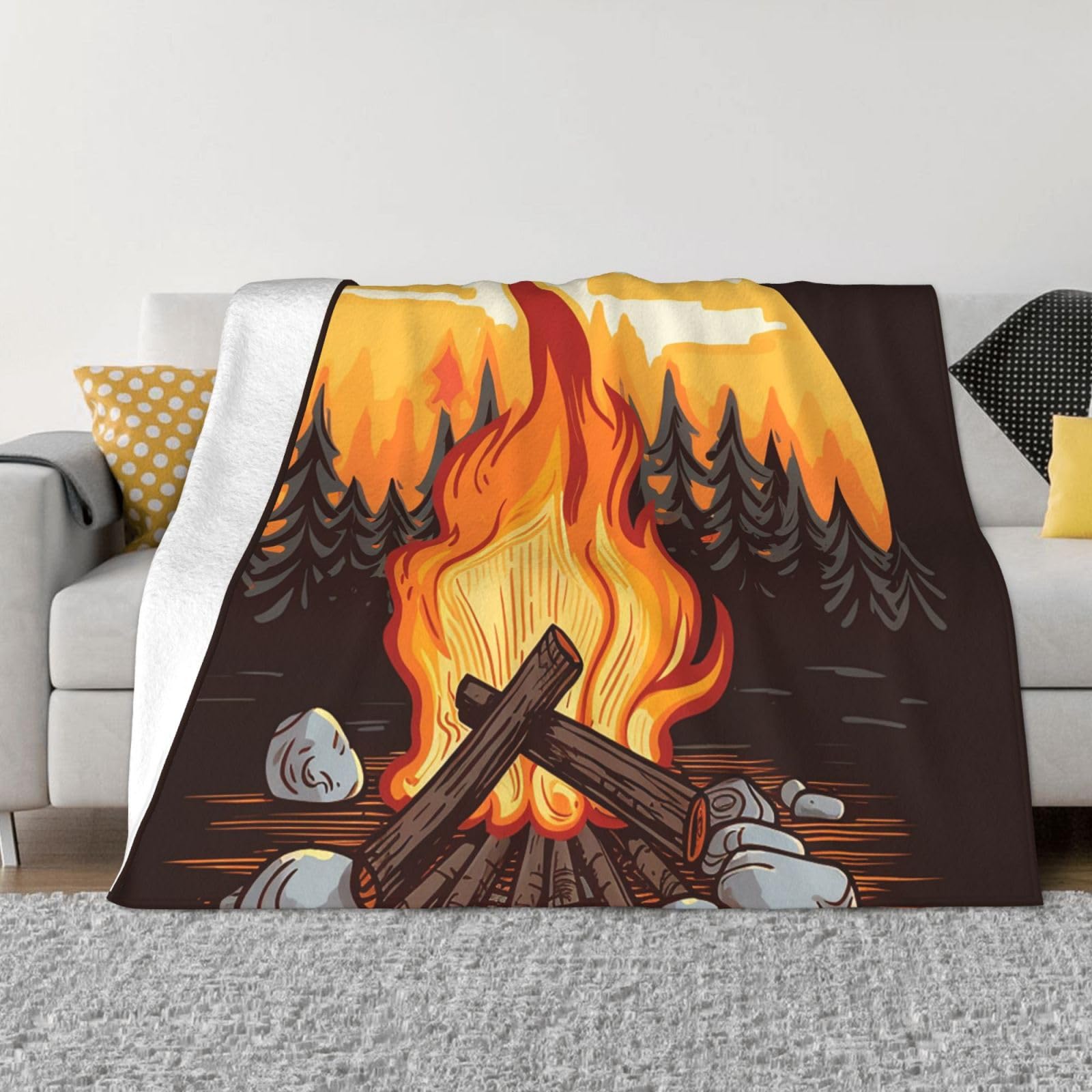 FodPand Bonfire Fleece Blanket 60"x50" Lightweight Warm Throw Blanket for Bed Couch Cozy Air Conditioning Quilt All Seasons Decorative Fuzzy Blankets Gifts for Women Men