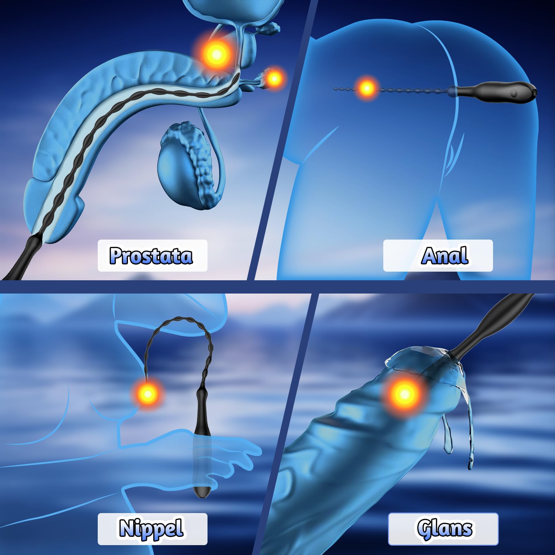 Dilatatore Uretrale Pene Giocattoli Sessuali Vibranti con Sonda Uretrali per Uomini, Vibratore Penieno con Plug Uretrale - 10.6" (26.9 cm) Lunghezza Inseribile, Dilatatori per Pene