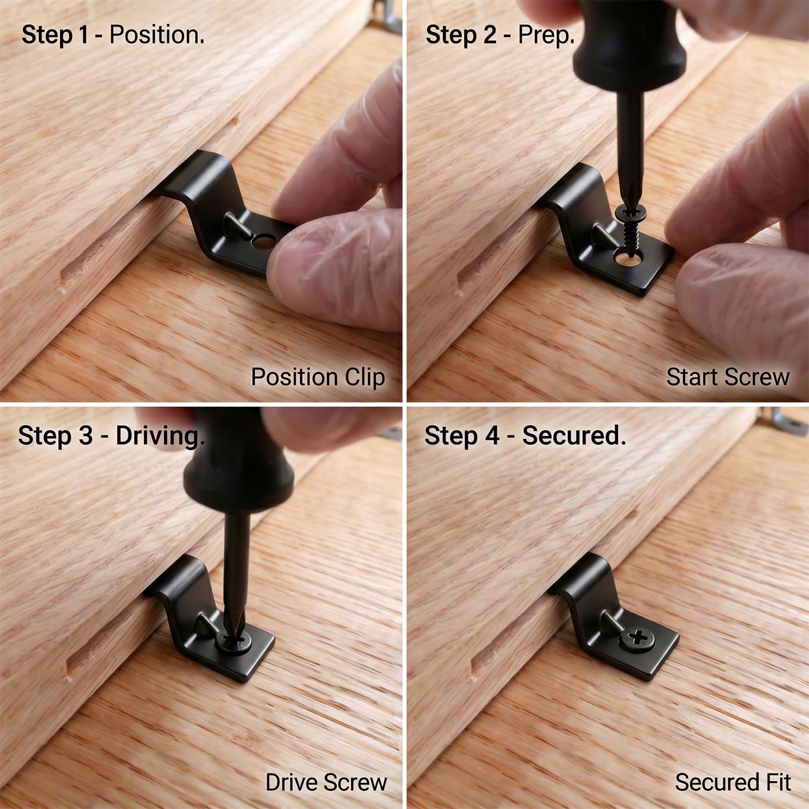 Table top fasteners, Z-clips for table tops 20 pieces (black