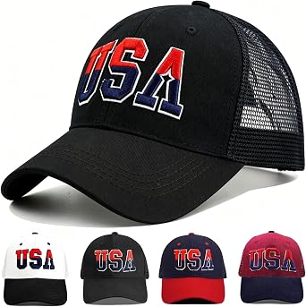 American Flag Patriotic Baseball Cap | Embroidered USA Flag 100% Cotton Adjustable Hat for Men & Women