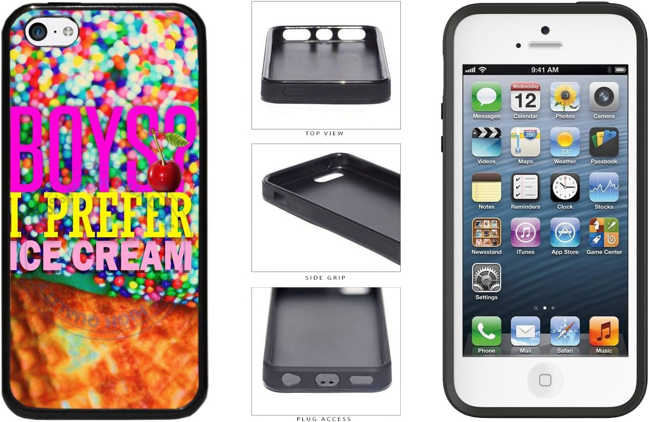 I Prefer Ice Cream TPU RUBBER SILICONE Phone Case Back Cover iPhone 5c comes with Security Tag and MyPhone Designs(TM) Cleaning Cloth