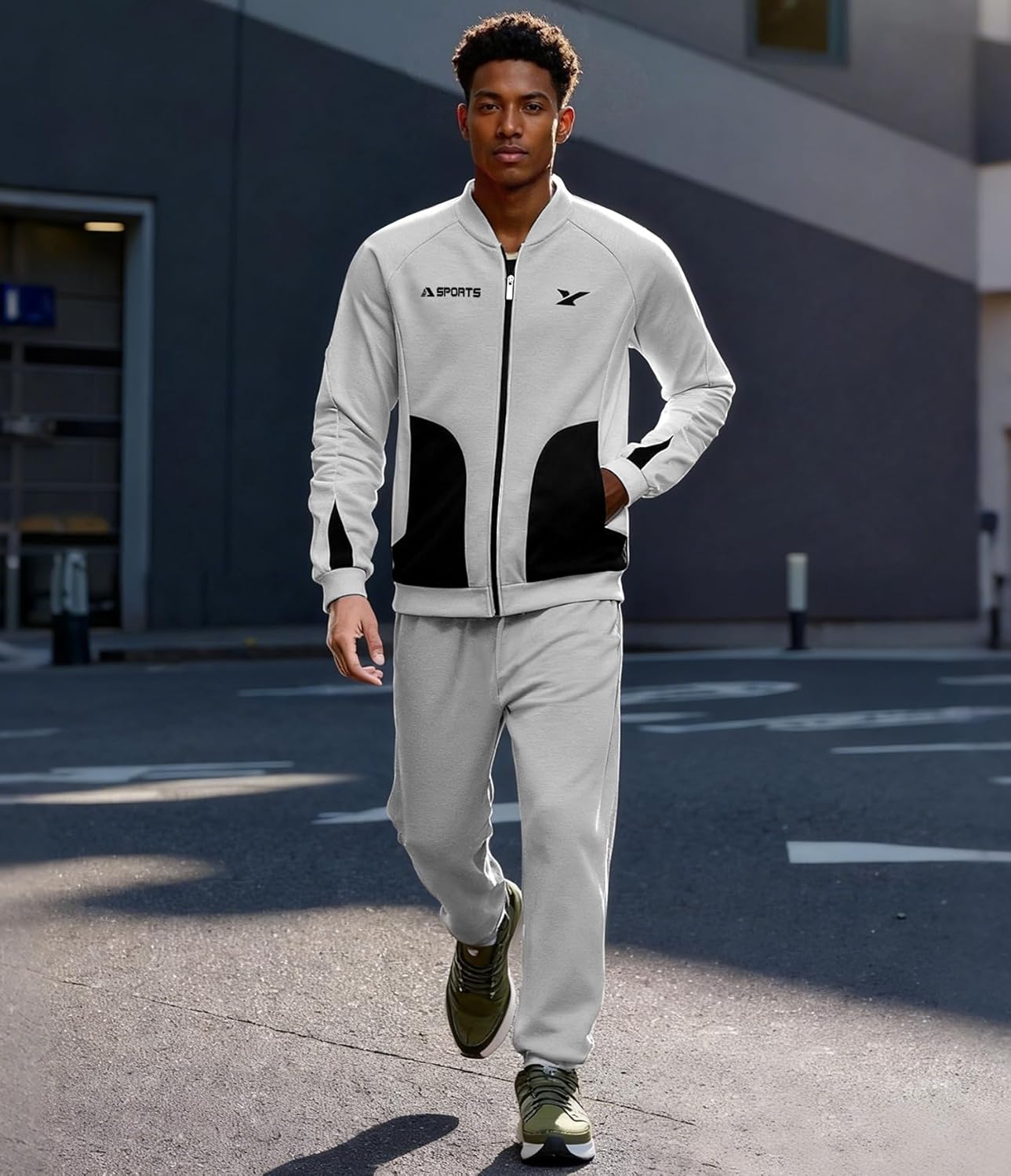 UOUA Mens Tracksuits 2 Piece Set Long Sleeve Sweatsuit Outfits Workout Jogging Suits - Image 4