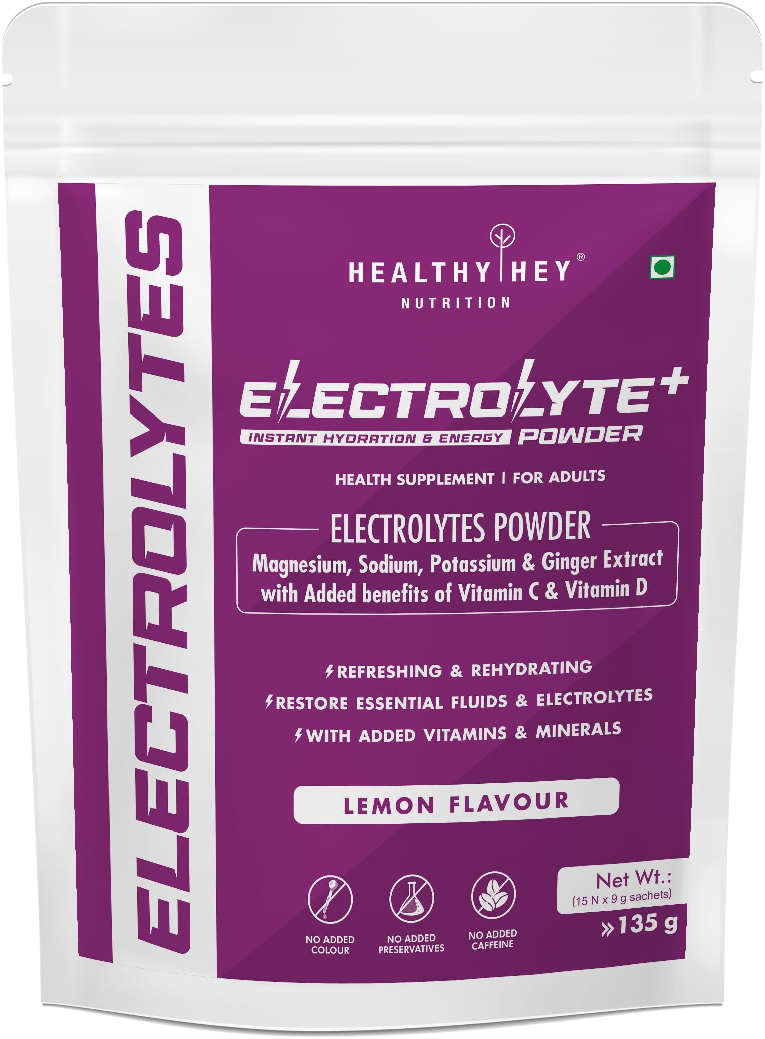 HealthyHey Nutrition Electrolyte Powder, Natural Lemon Flavor - Hydration Drink Mix Supplement with Ginger Extract - Boost Energy - NO Maltodextrin Sugar - 15 Servings (B0B916MM3L) Amazon Price History, Amazon Price Tracker