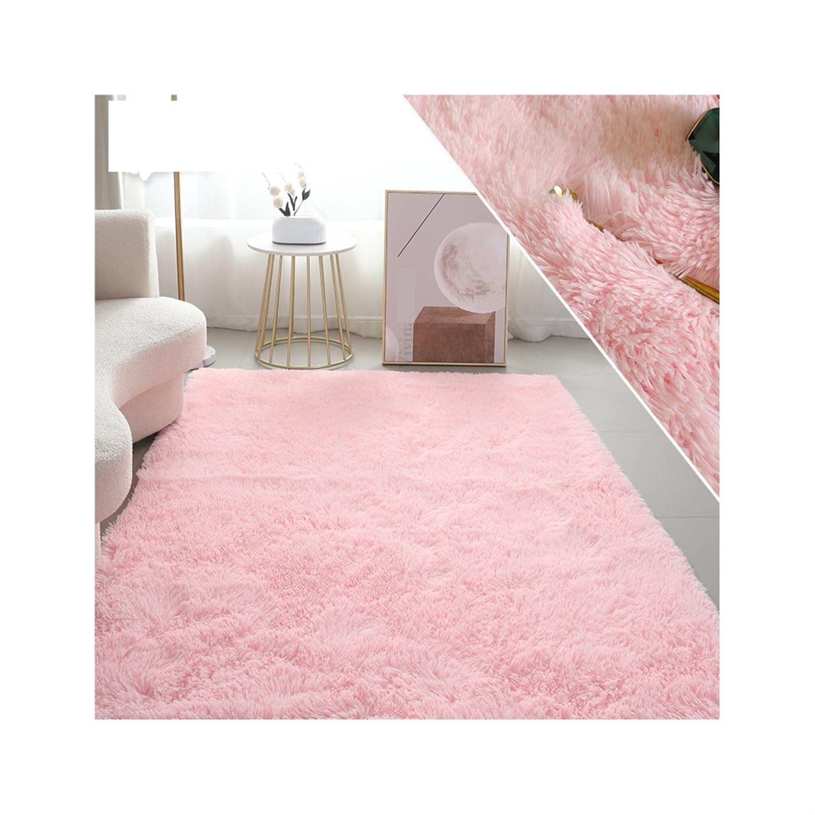 Tapis en peluche douce idéal pour aménager un coin lecture chaleureux dans la chambre d'enfant