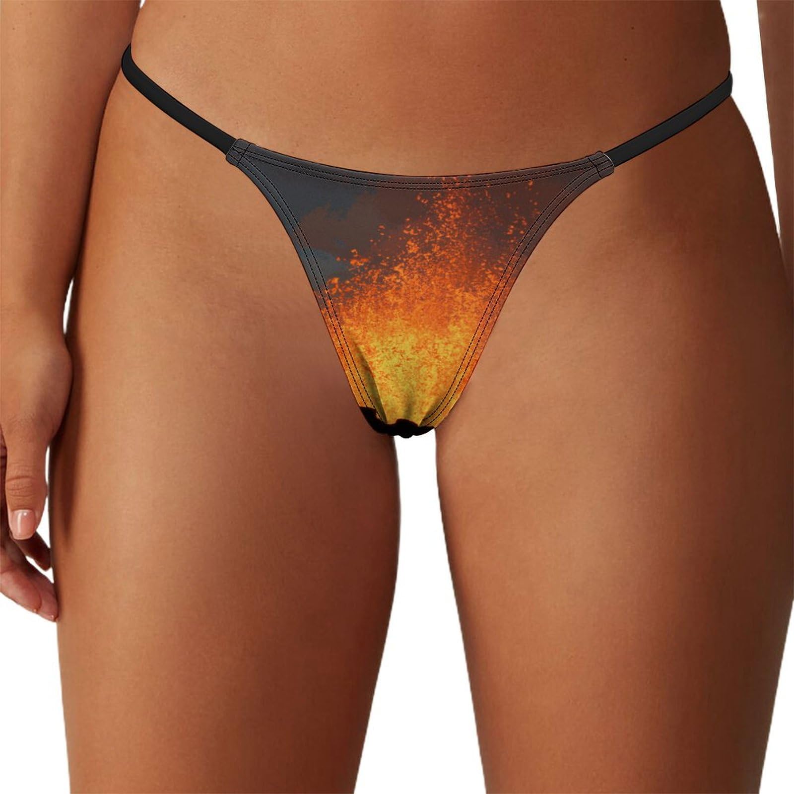 KWQDOZF Magma Volcanoes Eruption Women's G-Strings Thongs Sexy Low Rise Underwear No Show T-Back Panties