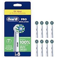 Oral-B Testina Di Ricambio PRO Cross Action Bianca, Confezione Da 8 Testine