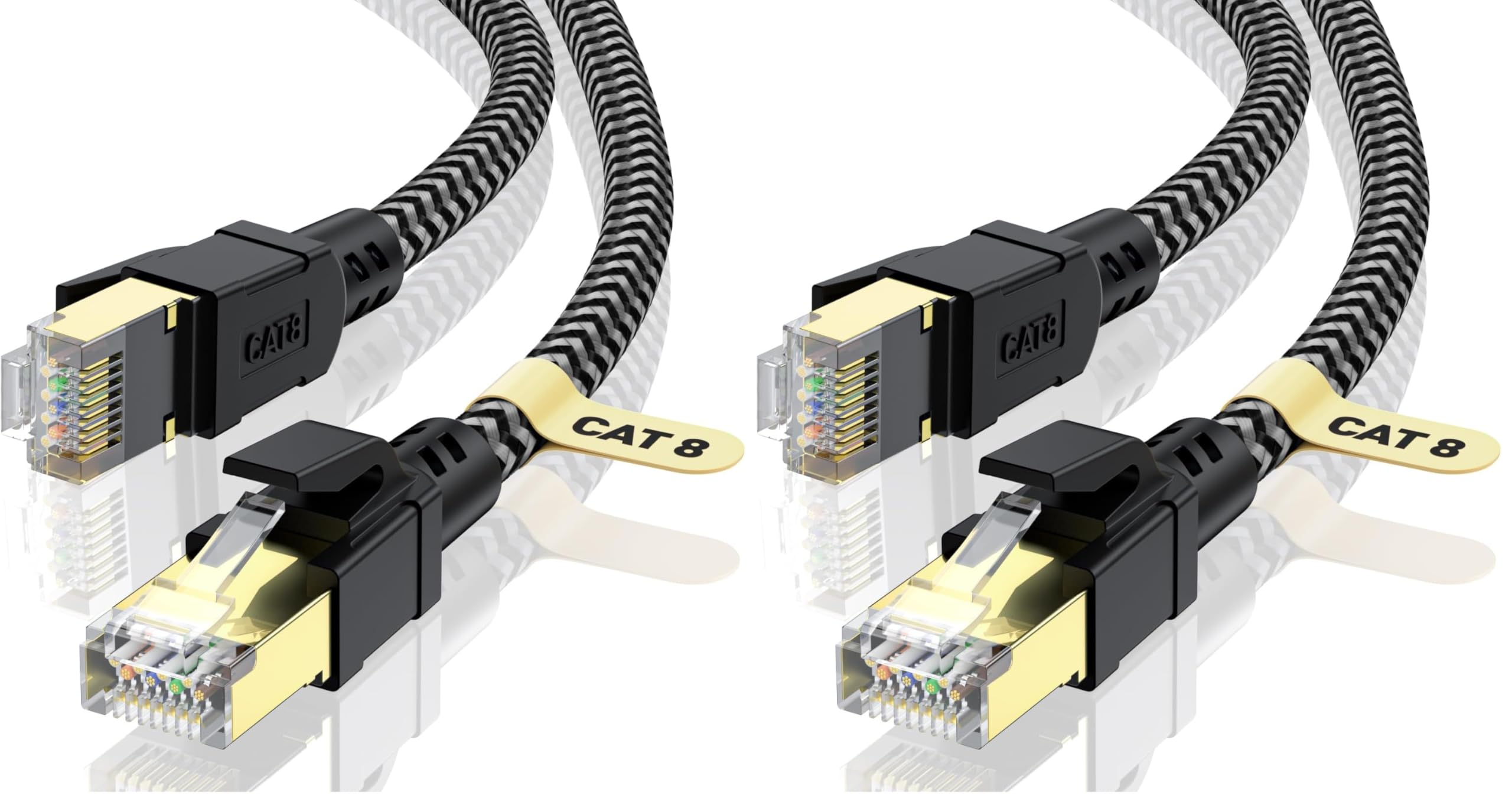 Cat 8 Ethernet Cable 1M, High-Speed Gigabit Braided RJ45 LAN Patch Cord, 40Gbps 2000Mhz, Lan Network Cable Compatible for Modem, Router, Faster than Cat7 — view 10