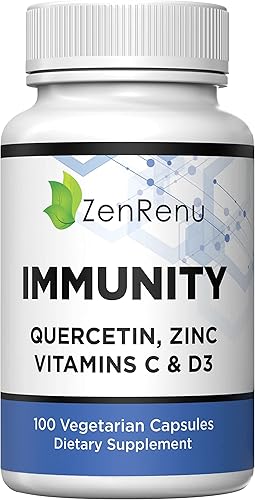 Zenrenu Quercetina 700 mg, zinc, vitamina C, suplemento potenciador de inmunidad D3, vitaminas de apoyo inmunológico y salud, fabricado en los