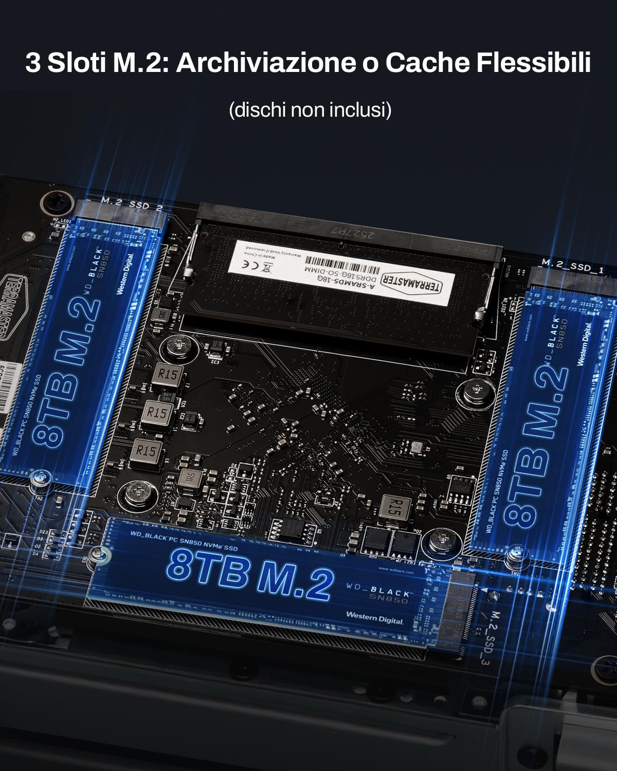 TERRAMASTER F4-425 Plus NAS Storage - 4Bay Intel N150 Quad-Core CPU, 16GB RAM DDR5, 5GbE LAN x 2, M.2 Slot x 3, Network Attached Storage per Lavoro di Gruppo, Server Multimediale (Diskless)