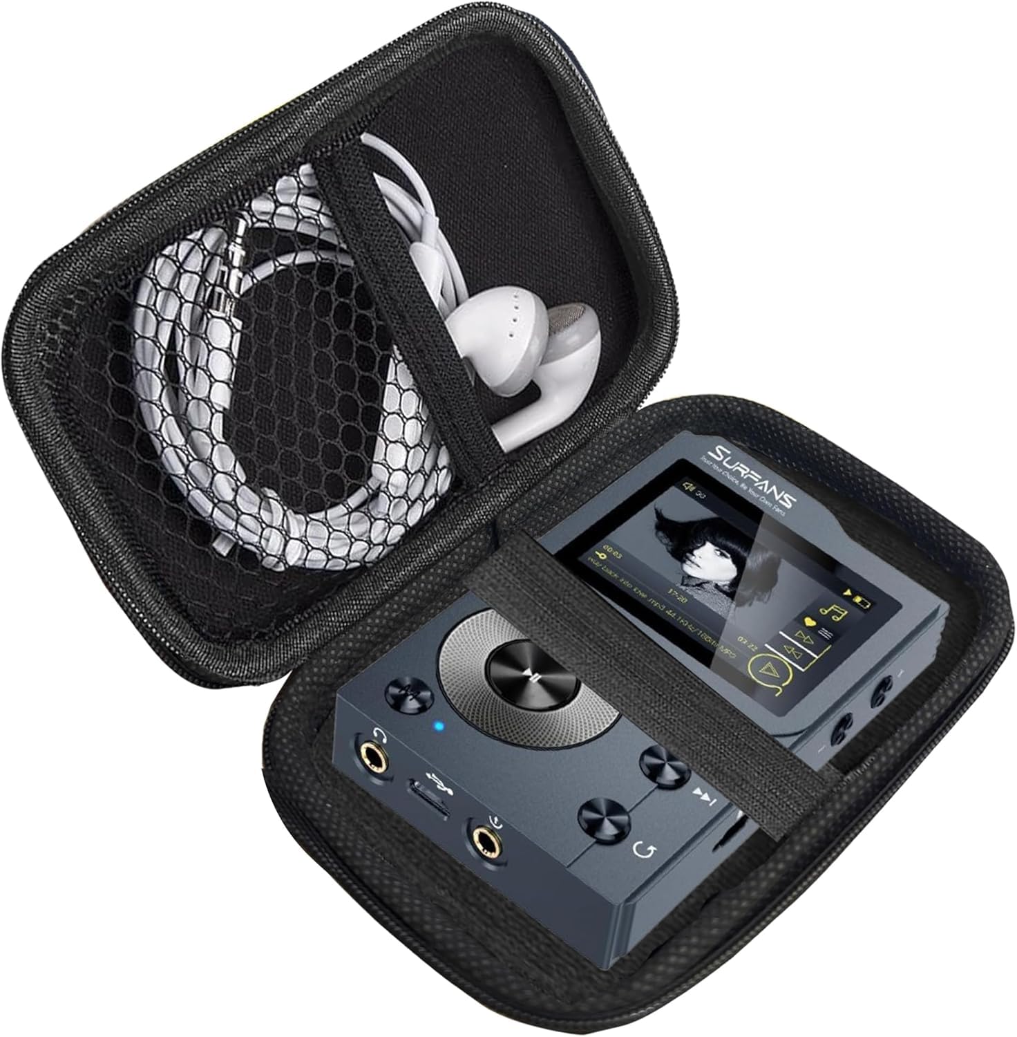 Kompatibel mit Surfans F20 HiFi MP3-Player-Hülle, Blueshaweu Hartschalen-Reise- und Aufbewahrung-Tragetasche, kompatibel mit Surfans F20 HiFi MP3-Player mit Bluetooth (Schwarz)
