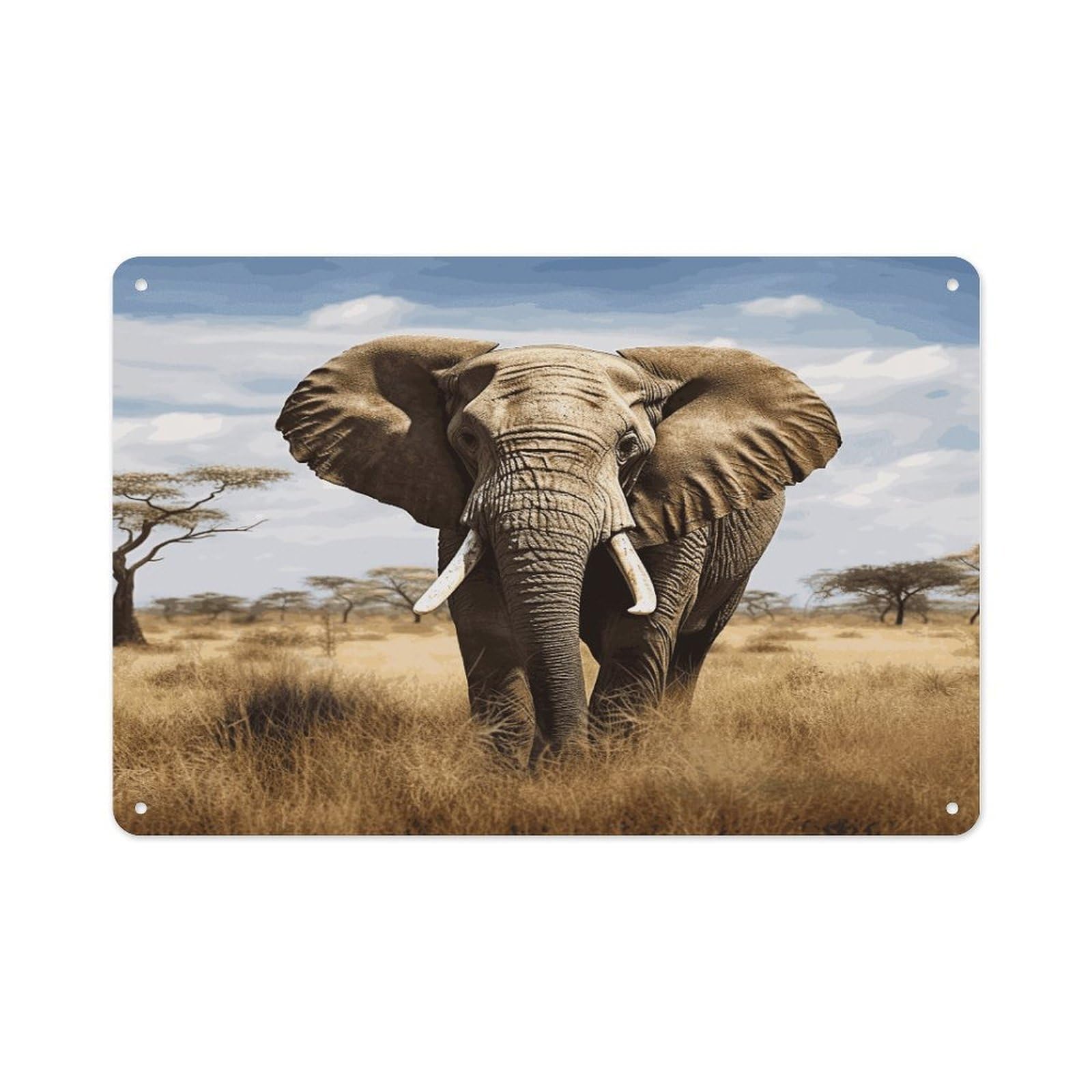 Elephant Rectangle Aluminum Sign Vintage Horizontal Aluminum Plate Multi-Purpose Decoration Painting Farmhouse Style Metal Sign for Home Door Office Cafe