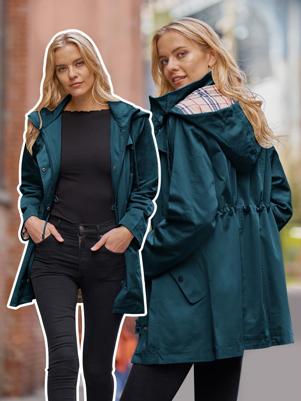 Amazon.com: SaphiRose Women's Long Hooded Rain Jacket Outdoor