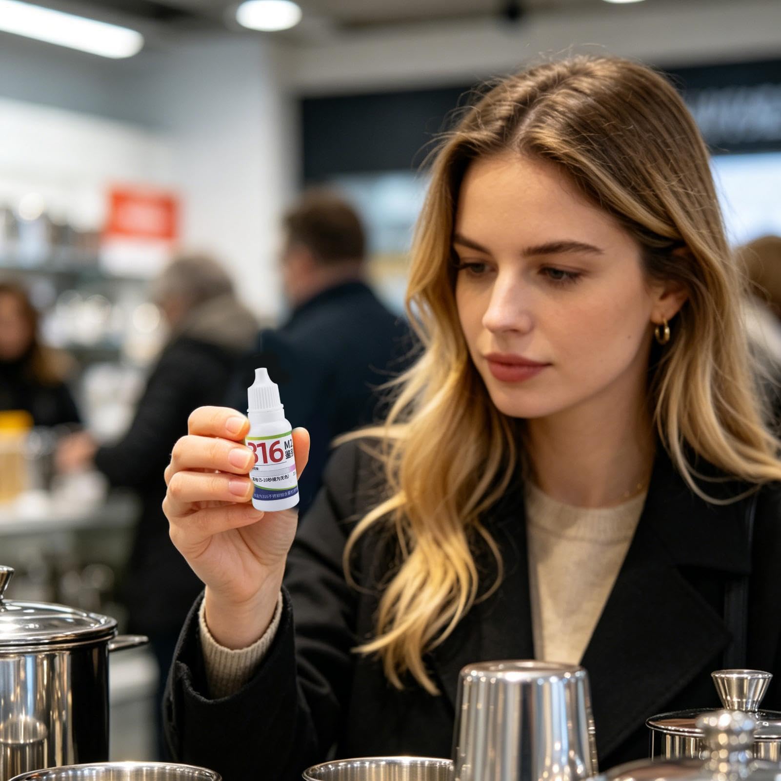 Tester ze stali nierdzewnej, 15 ml, szybki detektor – płyn identyfikacyjny ze stali nierdzewnej 316, nadaje się do naczyń stołowych, przyborów kuchennych, kontroli jakości, materiałów budowlanych