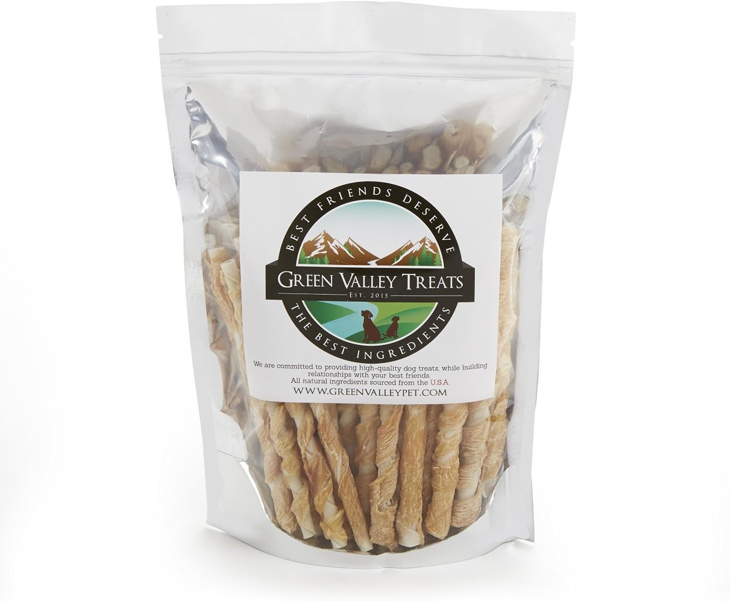 Green Valley Treats Rawhide Chews with Real Chicken, Made in The USA Only, Natural Gluten Free Dog Treats for Toy Dogs, Perfect Dog Training Treats (100 Count)
