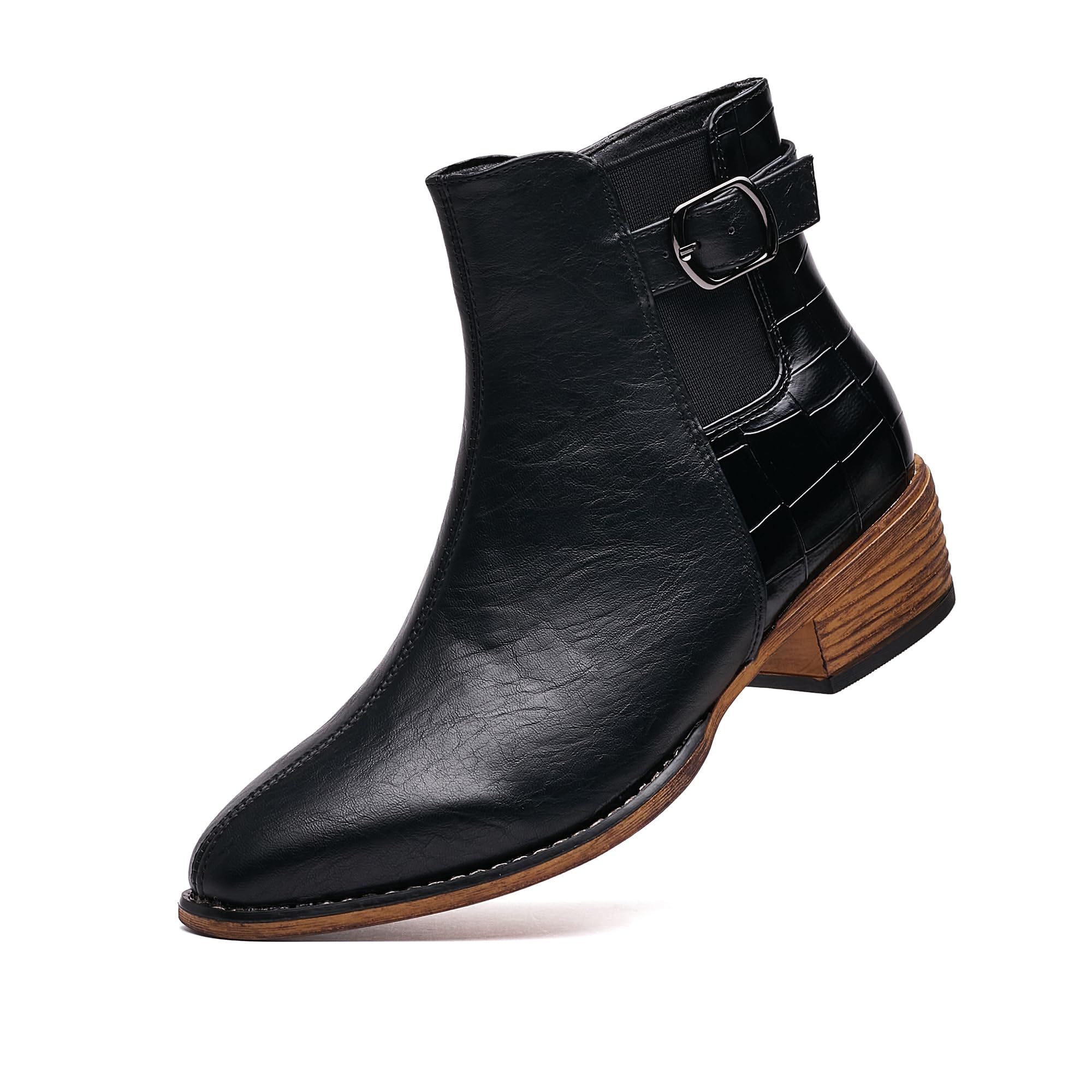 Womens Ankle Boots Mid-height Heels Chelsea Zipper Dressy Booties
