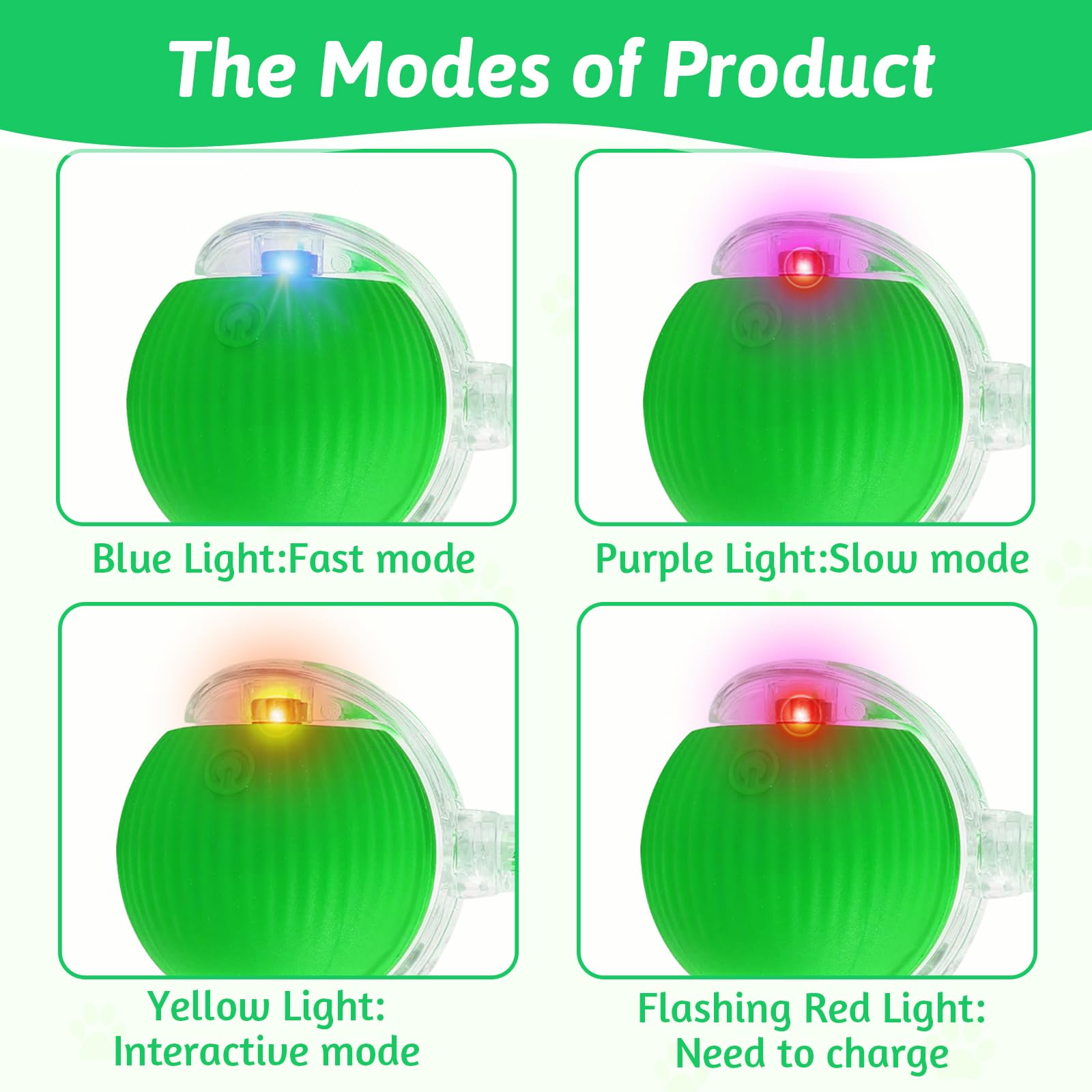 Yozexin Chewie Viral Interactive Cat Dog Smart Ball Toy, 360° Automatic Rolling for Large Small Cats & Dogs (Green) - Image 3