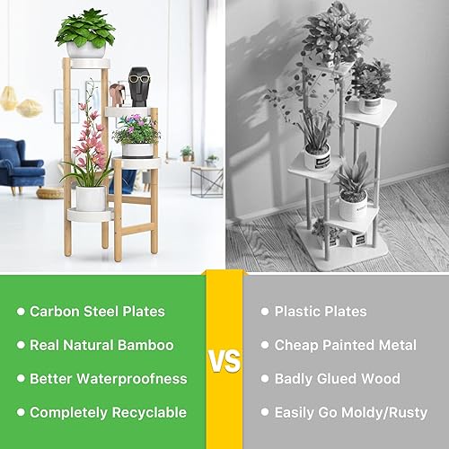 Miniatura 4 de Wisuce Estante de bambú para plantas de interior (4 niveles 2)