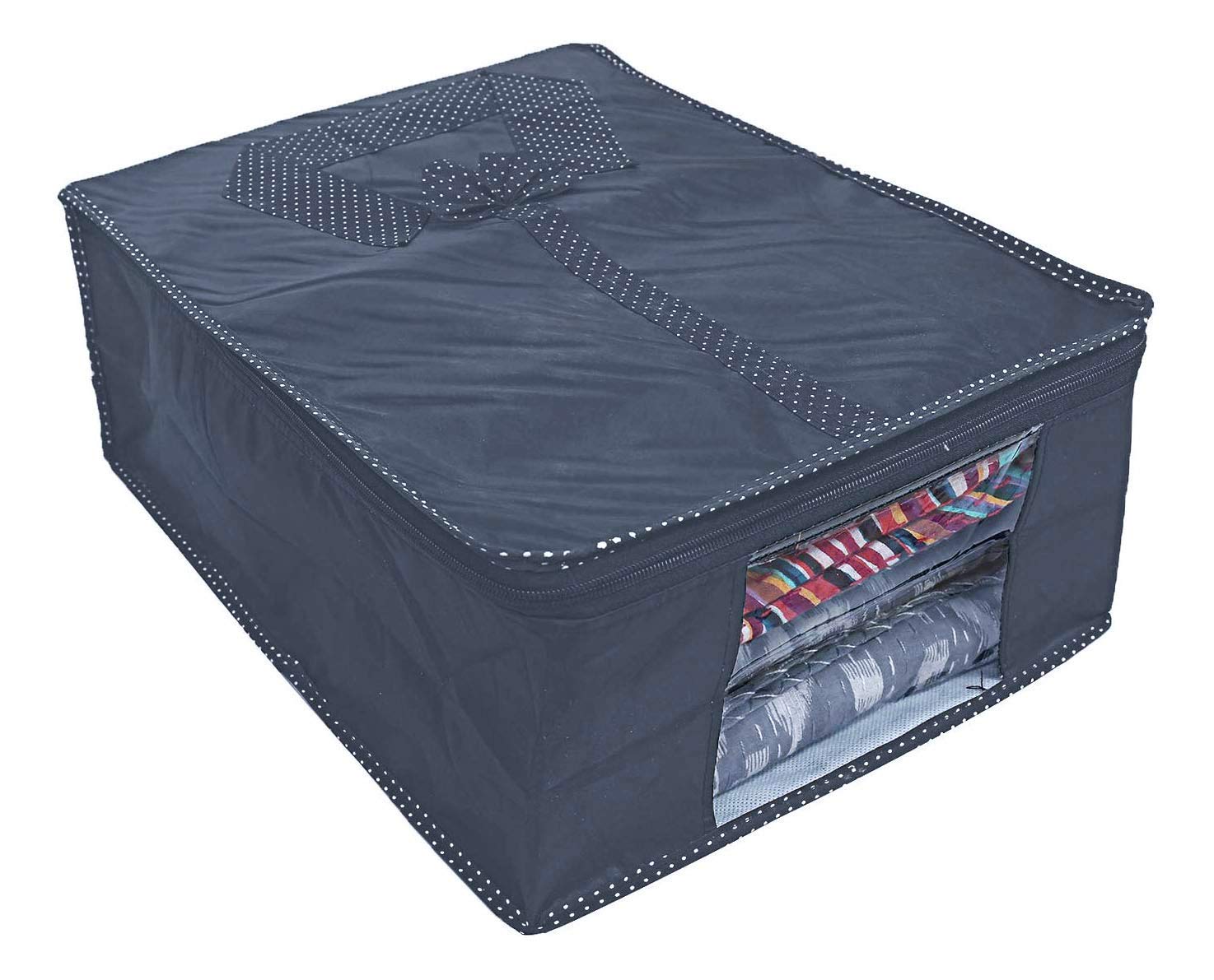 Fabric Shirt Cover Bag For Storage Garment|Foldable Shirt|Zipper Closer With Transparent Window|Size 42 X 30 X 17 Cm (Grey)