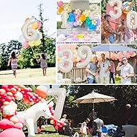 Vista 5 de TONIFUL Globo blanco crema de 40 pulgadas con números grandes del 0 al 9 (cero nueve), decoraciones de fiesta de cumpleaños, sesión de fotos