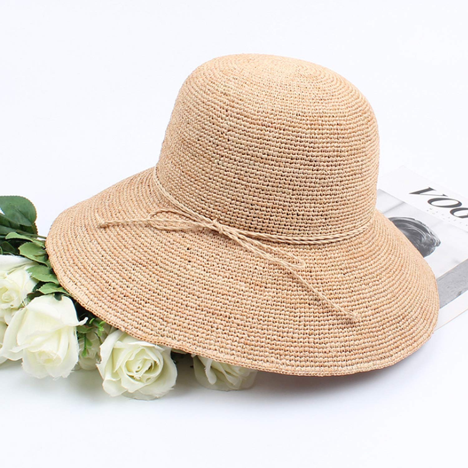 Sombrero de Paja de Lafite Hecho a Mano de Hecho a Mano de Hombre Sólido Transpirable Sombrero Plegable Sombrero de Paja Primavera Y Verano Sombrero Sombrero Sol Pescador Sombrero Pescador