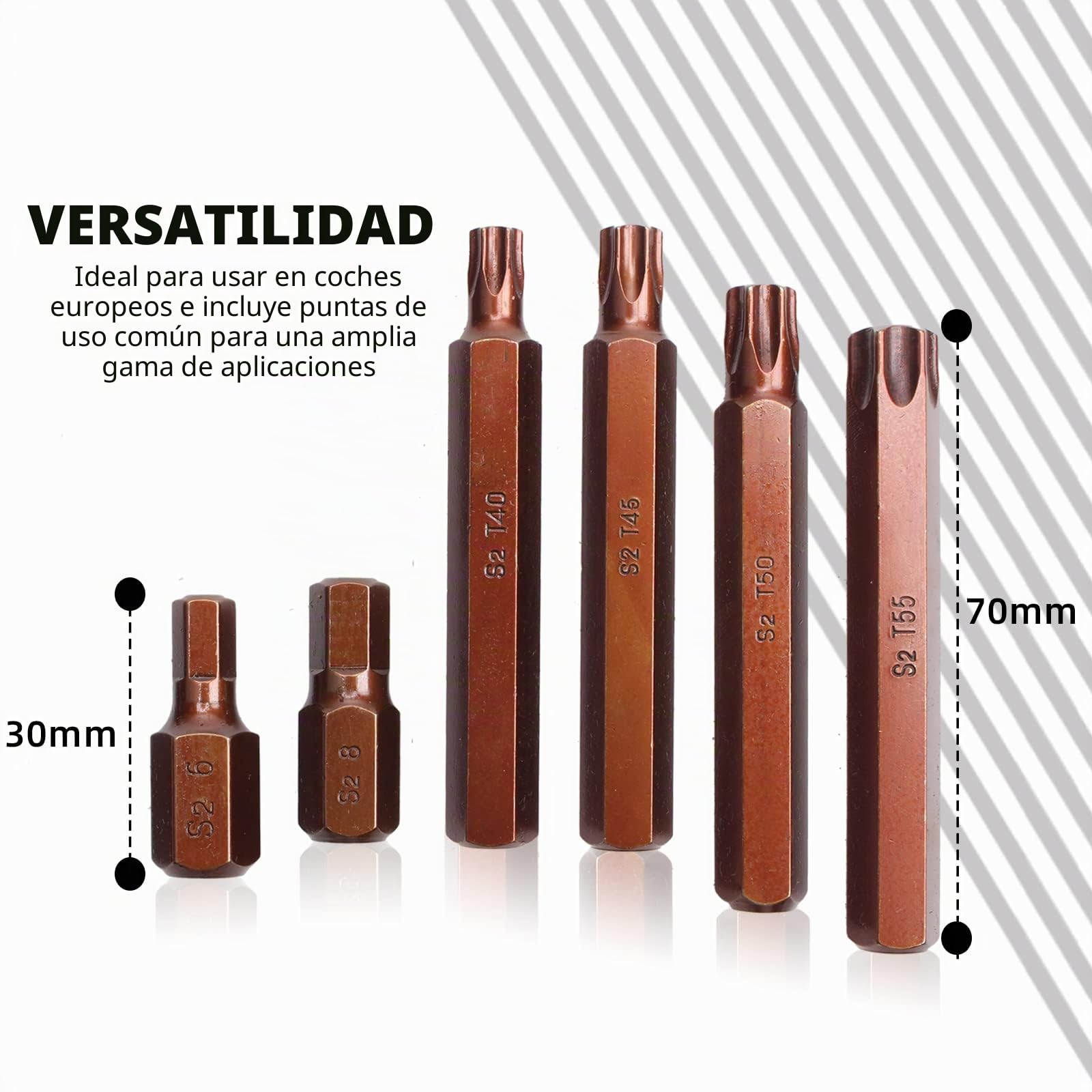 CCLIFE 40 piezas Juego de Puntas Torx XZN Puntas de Vaso Puntas Hexagonal S2 puntas T20-T55 M5-M12 H4-H12