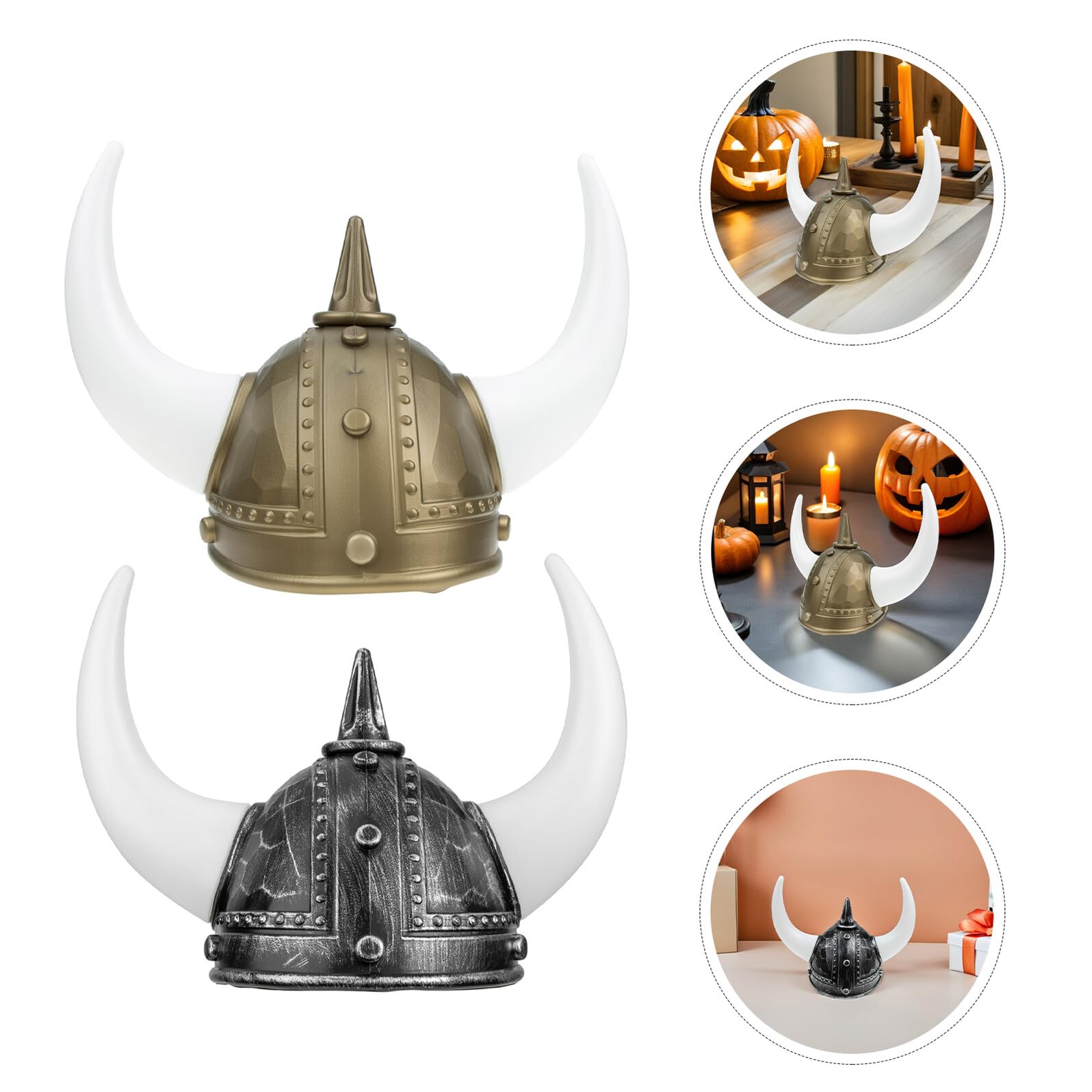 2 Pezzi Cappelli Viking con Corna Dorate e Argentate Accessori Costume per Festa di Halloween e Carnevale Cappello Pirata Norreno per Adulti Uomo Leggero e Facile da Indossare