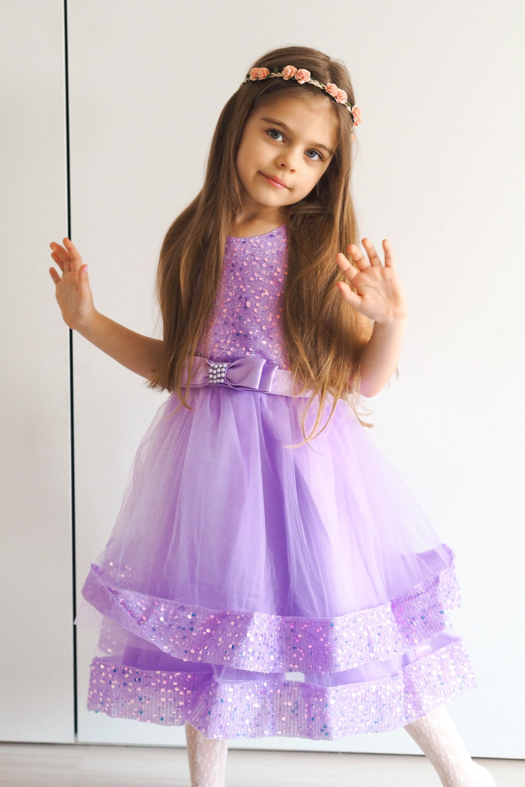 Miipat Vestidos Bebés Niña de Tul con Lentejuelas Sin Mangas Vestido de Princesa de Fiesta para Niñas Pequeñas Formal de Niñas para Cumpleaños Bodas Ropa