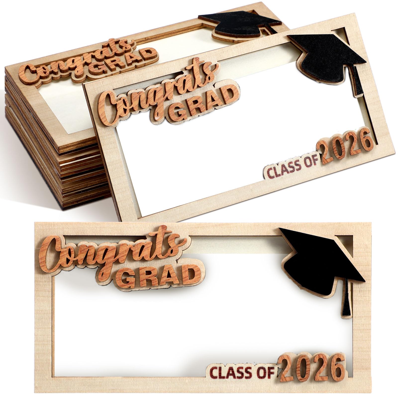 ReliThick 6 Pcs 2026 Graduation Personalized Money Holder Gift Cash Holder Grad Party Favors Wood Money Decor for Graduation