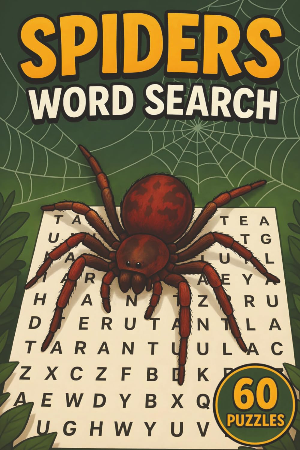 Spiders Word Search: 60 Fun Puzzles Featuring Spider Species, Anatomy, Web Types, Skills, Habitats & More