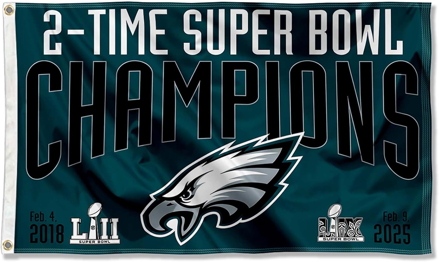 Philadelphia Eagles 2 Time Super Bowl Champions Flag Outdoor Indoor 3x5 Foot Banner