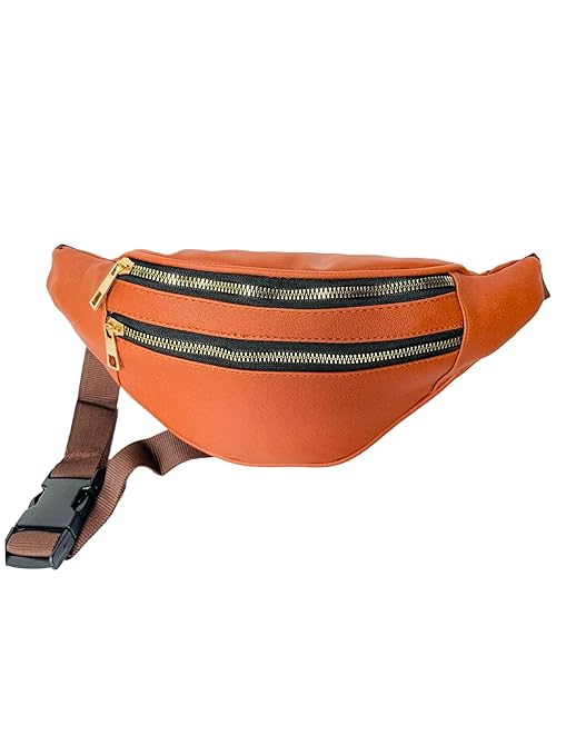Fashion House Brown Leather Waist Bag Fashionable, Stylish and Trendy Belt Bag Fanny Pack for Women and Girls Classy Running Waist Packs (Brown)