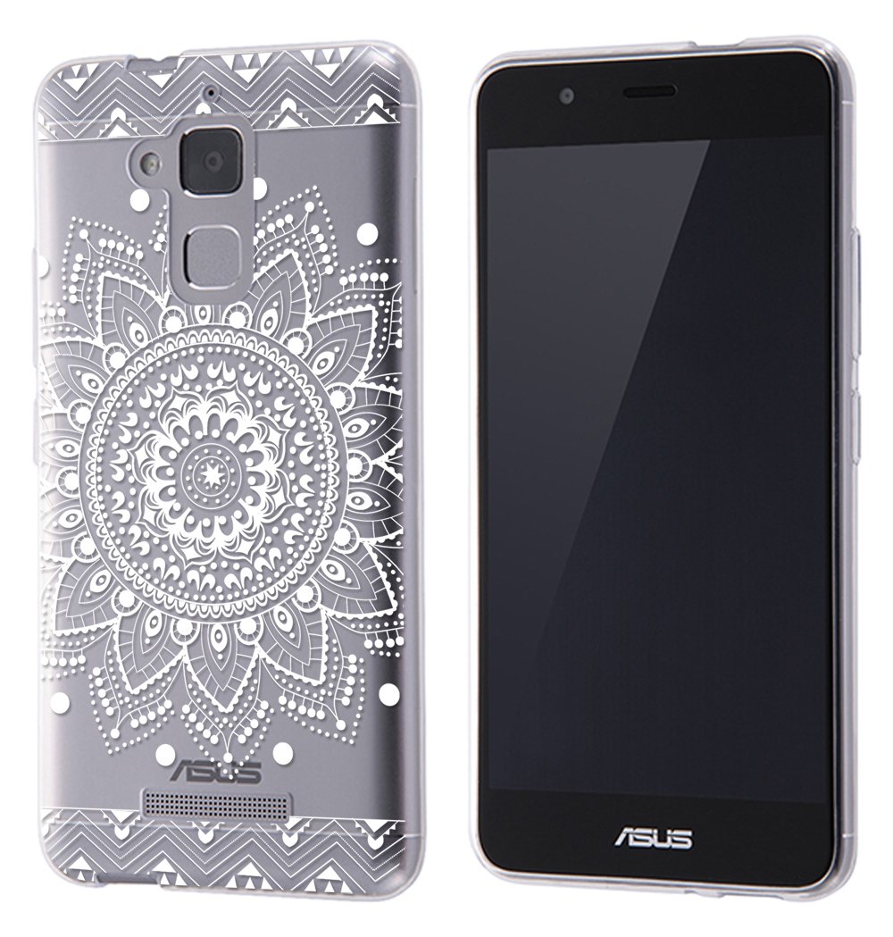 Sunrive Cover Per Asus Zenfone 3 Max (ZC520TL) 5,2 Pollici, Custodia Morbida In TPU Silicone Trasparente Con Stampa Fiore Nero, Antigraffio E Antiurto - 6