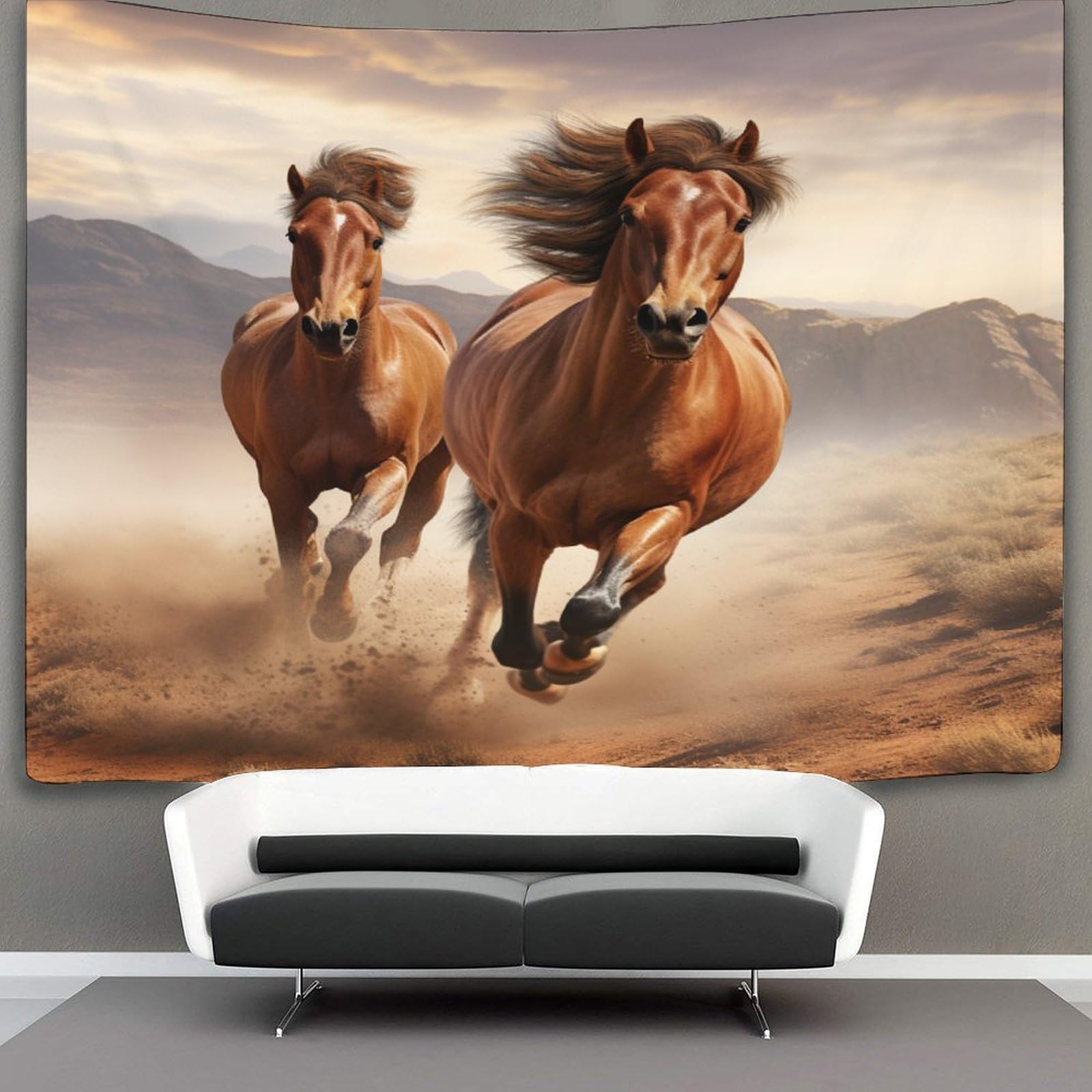 Ctamm Style-2 Horses Tapestry Running Stallion Tapestry Wall Hanging Tapestries For Bedroom Living Room Apartment Dorm Decorations Wall Art Decor 150Cmx200cm