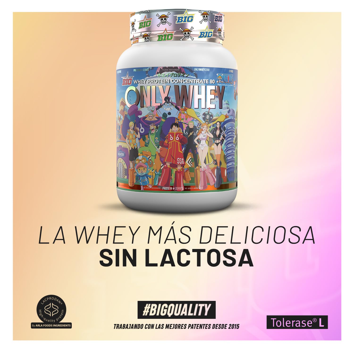 BIG - Protéine Whey One Piece - Drop édition limitée avec hologramme officiel et 12 tasses à collectionner. Whey Protein Matière première Premium pour masse musculaire (1 kg, saveur tropicale Sour