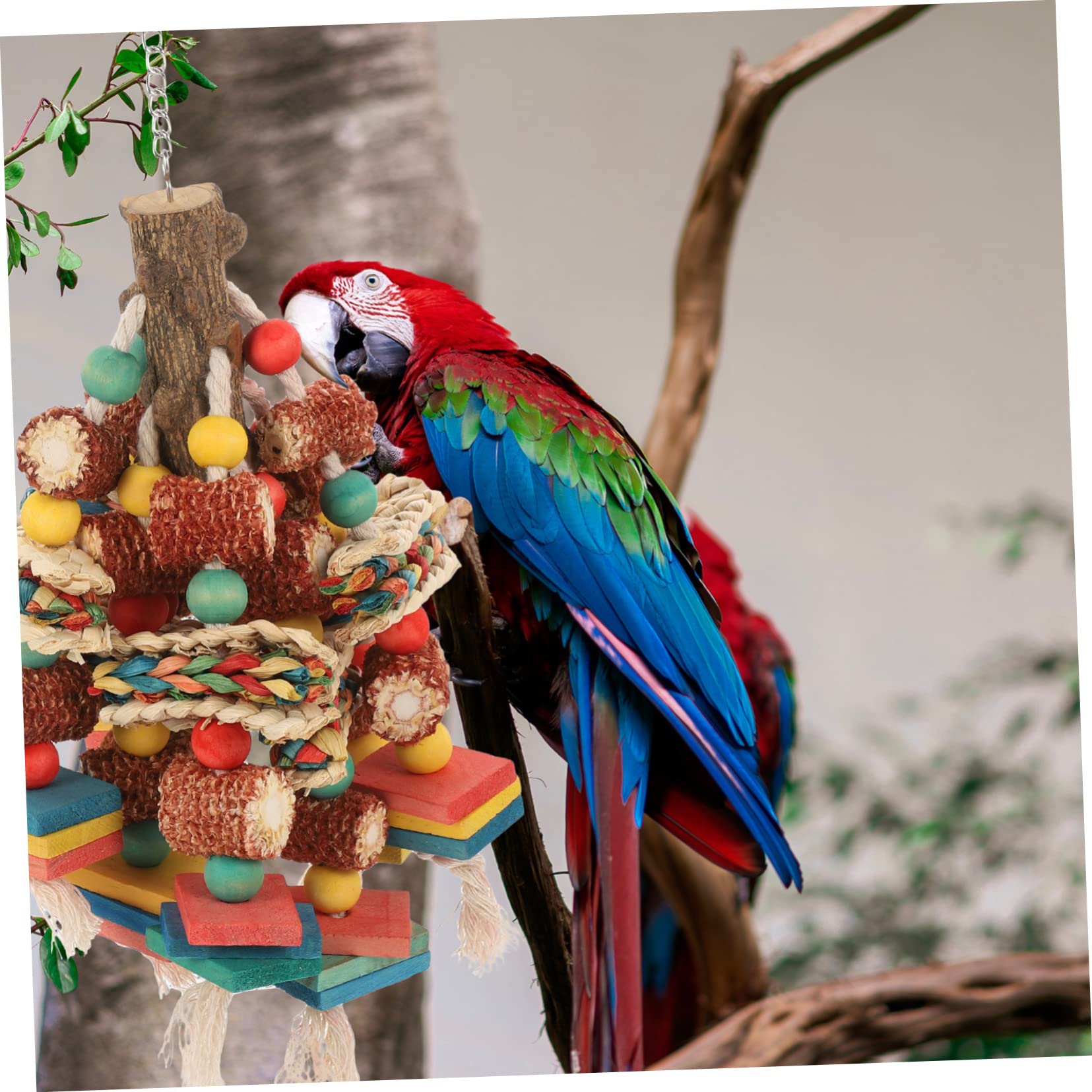 Happyyami Papageienspielzeug Aus Holz Vogelfutter Spielzeug Für Mittelgroße Papageien Hängendes Spielzeug Mit Hakendesign Für Vogelkäfig